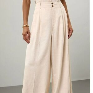 CECE Natural linen wide leg trousers size 6 EUC